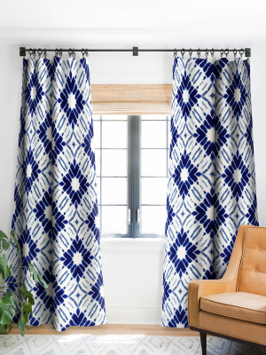 Jacqueline Maldonado Watercolor Shibori Blue Single Panel Blackout Window Curtain By Deny Designs.