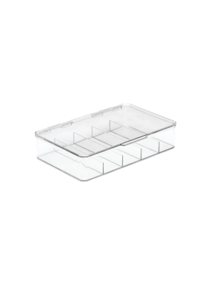 Mdesign Stackable Plastic Countertop Storage Organizer Box, 5 Section - Clear