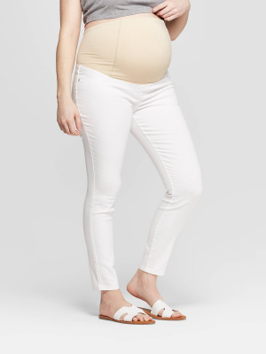 Maternity Crossover Panel White Skinny Jeans - Isabel Maternity By Ingrid & Isabel™ White