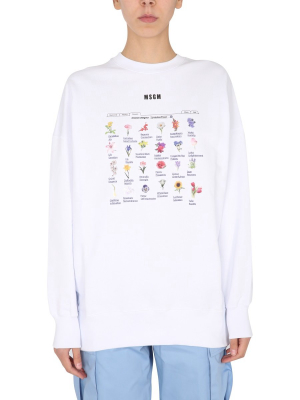 Msgm Floral Print Crewneck Sweatshirt