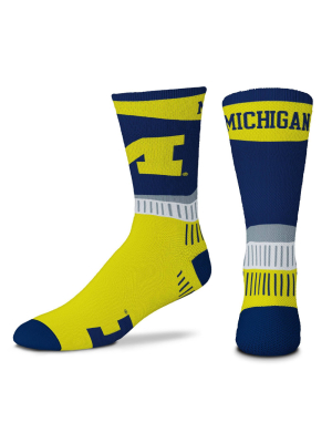 Ncaa Michigan Wolverines Men's Sport Fan Crew Socks - 10-13