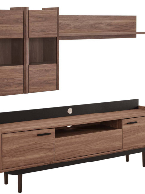 2pc Visionary Entertainment Center Walnut/black - Modway