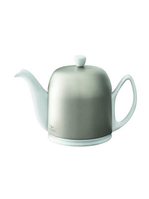 Salam 6 Cup Teapot In White With Zinc Lid