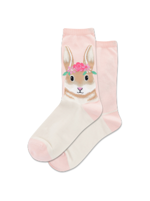 Women's Flower Crown Bunny Crew Socks