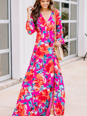 Just Feels Right Fuchsia Pink Floral Maxi Dress