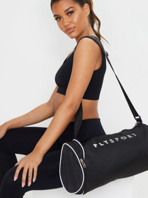 Prettylittlething Black Sport Barrel Gym Bag