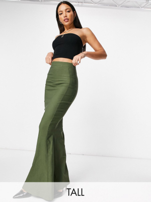 Vesper Tall Fishtail Maxi Skirt In Khaki