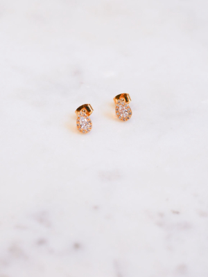 Tear Drop Gemstone Studs - Gold Dipped