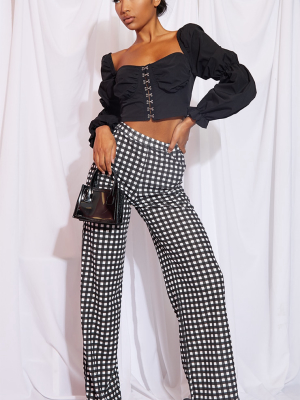 Black Gingham Wide Leg Pants