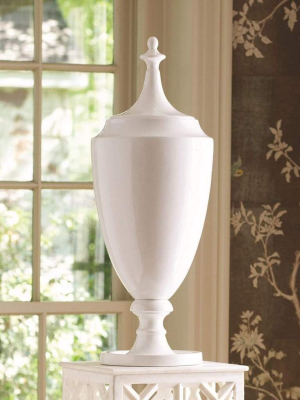 Global Views Grande Urn With Lid White