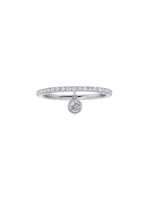 Dangly Diamond Full Band Charm Ring - White Gold