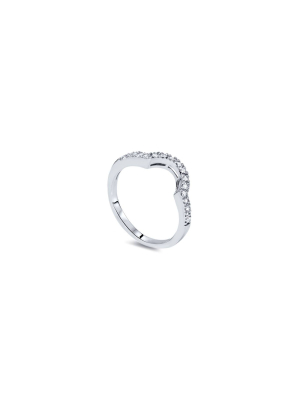 Pompeii3 1/3ct Diamond Curved Notched Wedding Ring 14k White Gold