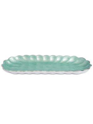 Julia Knight Peony 14" Rectangular Tray In Aqua