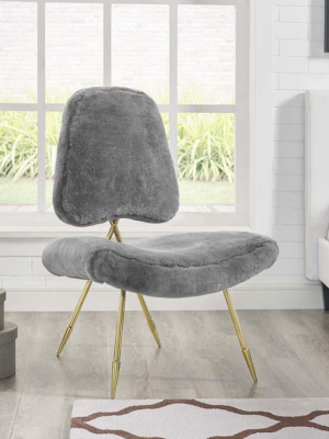 Pittman Upholstered Sheepskin Fur Lounge Chair