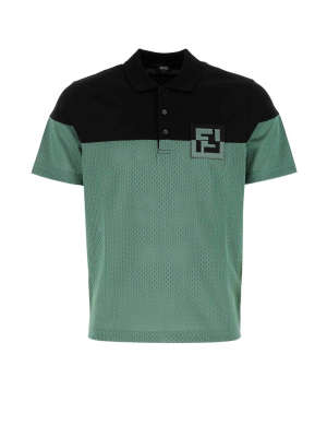 Fendi Ff Logo Two-tone Polo Shirt