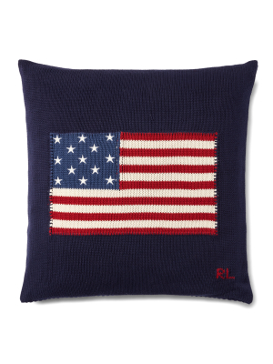 Rl Flag Cotton Throw Pillow