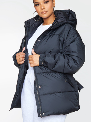 Plus Black Belted Puffer