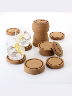 Design Ideas Cheers Coasters - 10 Cork Drink Coasters - Cork, 3.9" X 3.9" X 5.6"