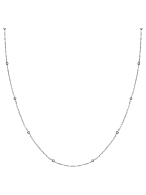 Women's Diamond Cut Twist Chain With Polished Beads In Sterling Silver -gray (18")