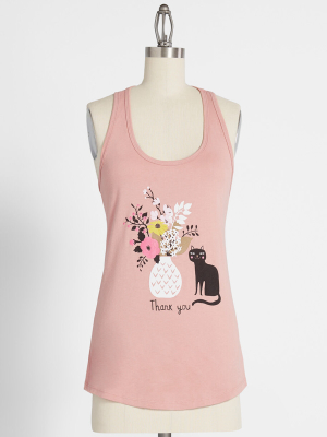 Thank You Cat Graphic Tank Top