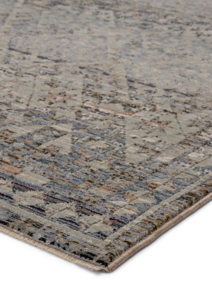 Cashel Tribal Gray & Dark Blue Rug