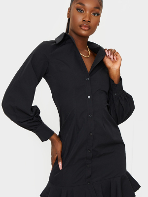 Tall Black Frill Detail Shirt Dress