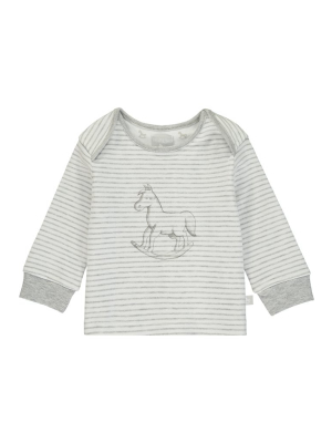 Super Soft Jersey Striped Rocking Horse Top - White