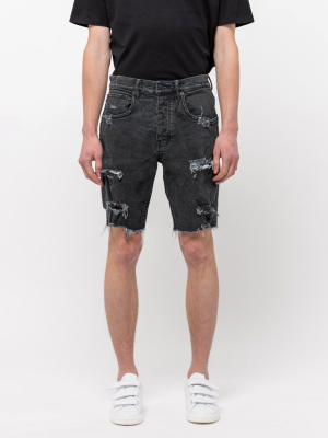 020 Denim Shorts In Vintage Coated Black