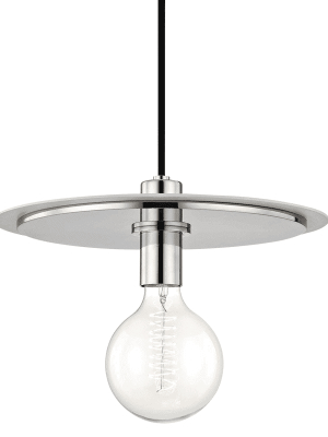 Milo 1 Light Large Pendant - Polished Nickel/white