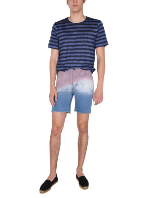 Saint Laurent Gradient Raw Edge Denim Shorts