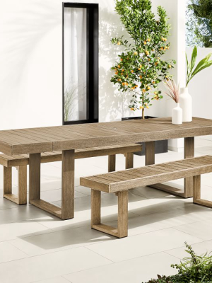 Portside Outdoor Expandable Dining Table & 2 Benches Set