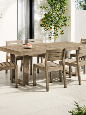 Portside Outdoor 76.5" Dining Table & 6 Solid Wood Chairs Set