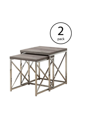 Monarch Specialties Contemporary 2-piece Nesting End Tables, Dark Taupe (2 Pack)