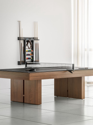 Walnut Pool Table With Table Tennis Kit - Black Felt