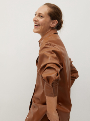 Faux Leather Overshirt