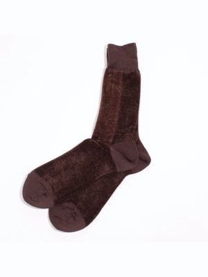Velour Bi Colour Crew Socks - Brown