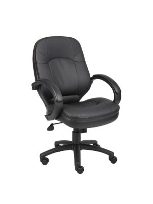 Executive Chair Black Leatherplus - Boss Office Products