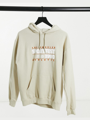 Daisy Street Oversized Hoodie With Vintage Sportfest Print