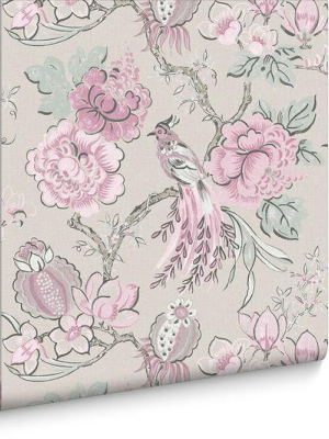 Chinoiserie Wallpaper In Pink Linen From The Exclusives Collection By Graham & Brown