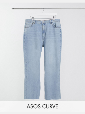 Asos Design Curve High Rise Stretch 'effortless' Crop Kick Flare Jeans In Lightwash