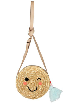 Emoji Cross Body Straw Bag