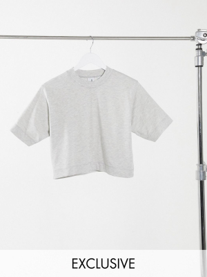 Collusion Boxy Short Sleeve T-shirt In Gray