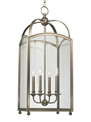 Hudson Valley Lighting Millbrook 4-bulb Chandelier - Historic Nickel & Clear