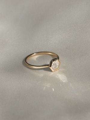 Hex Step Cut Diamond Ring - 0.6