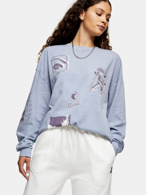 Lilac Long Sleeve Skater Motif T-shirt