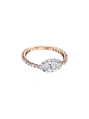 Solitaire Marquise Pinky Ring - Rose Gold