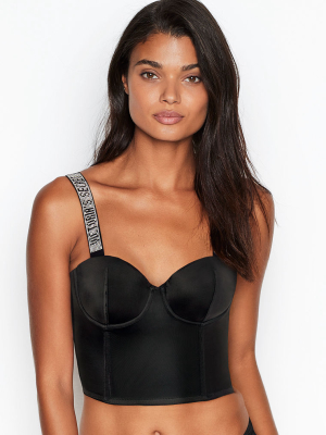 Very Sexy Lightly Lined Logo Strap Balconette Bra Top In Smooth