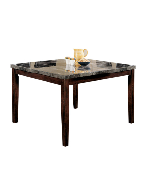 Danville Counter Height Table Marble Black/walnut Brown - Acme Furniture