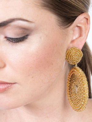 Gold Seedbead Circle Drop Pierced Earrings