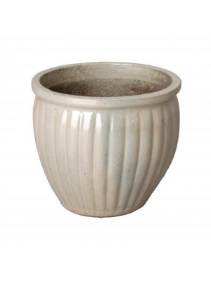 Round Ridge Ceramic Planter In Various Colors & Sizes